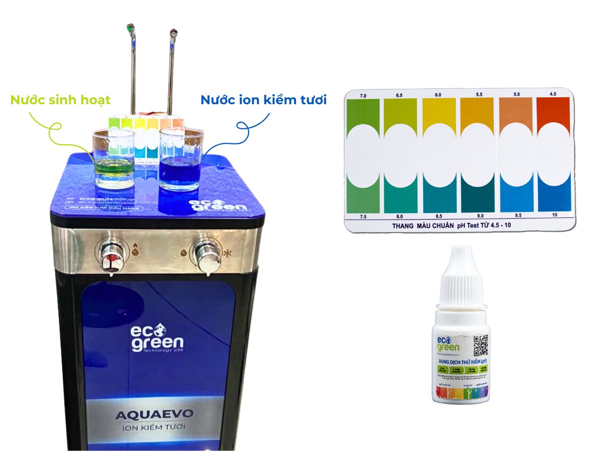 Thử độ pH của nước ion kiềm tươi