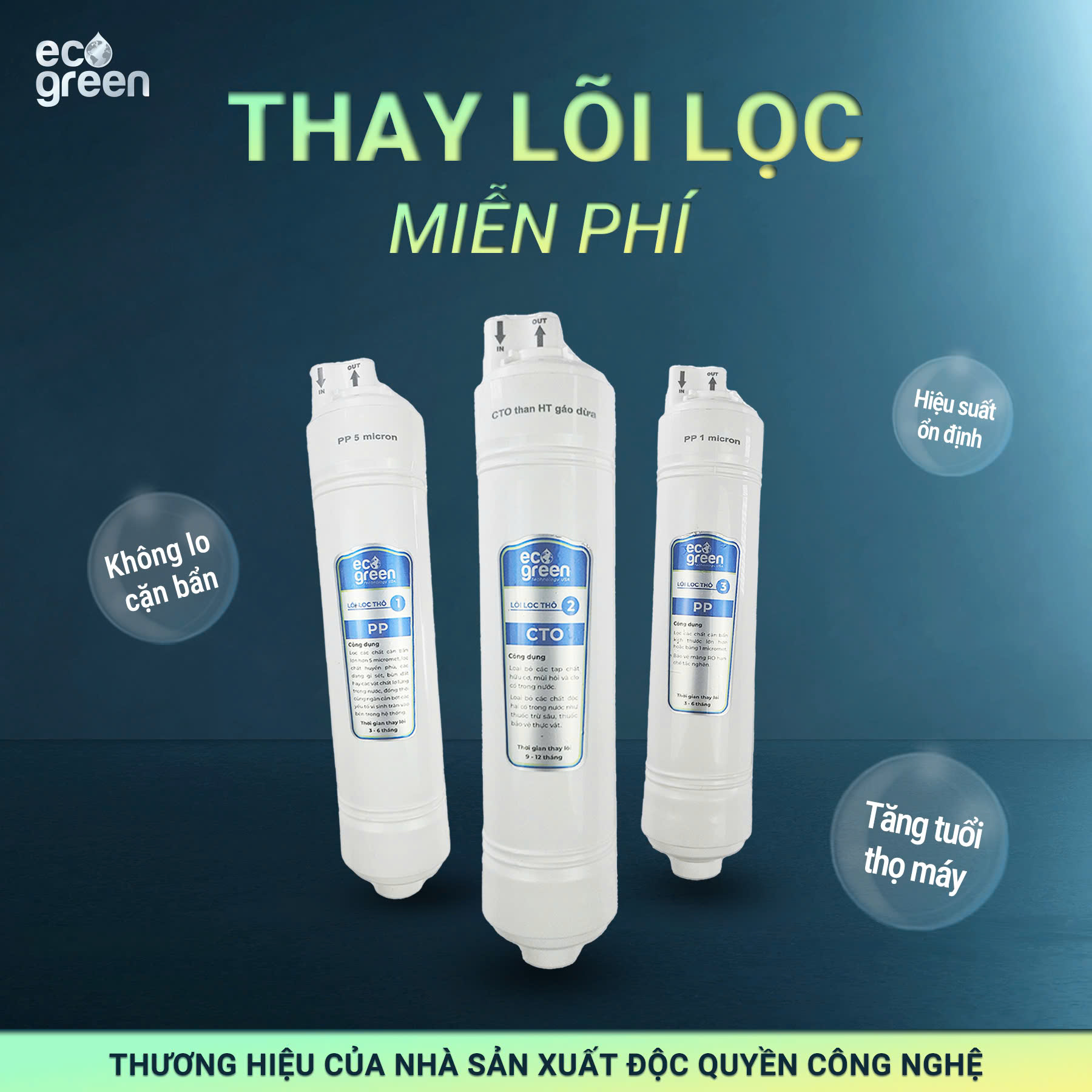 Bảo trì máy, thay lõi lọc miễn phí 3 năm